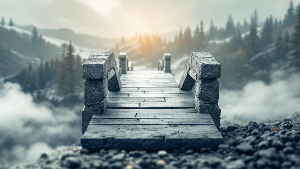 A leader facing obstacles like time constraints and stress, with solutions depicted as bridges over hurdles.