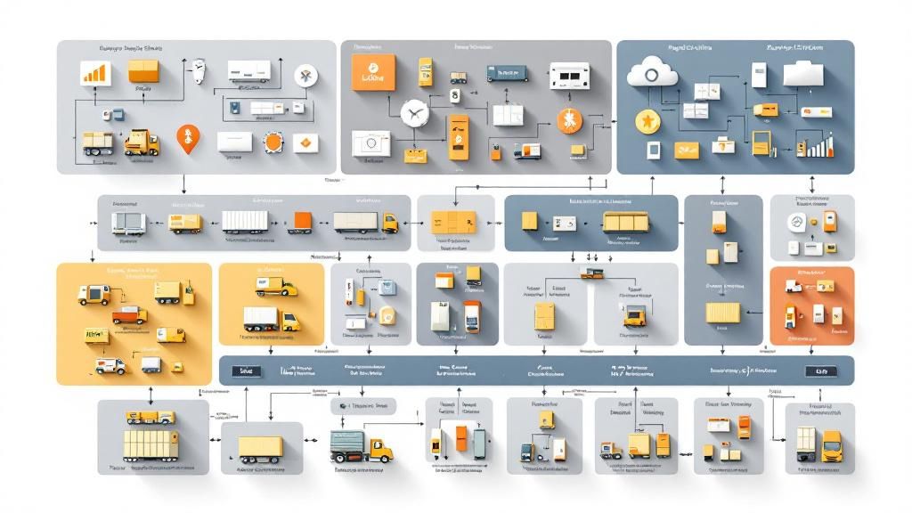 A detailed diagram of supply chain structures and components