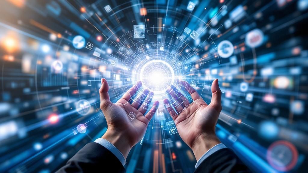 A visionary illustration of the future of competitive analysis, with futuristic elements and a sense of forward motion.